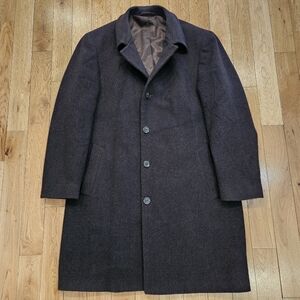 Ralph Lauren Wool Cashmere Blend Mens Overcoat Size 44L Dark Brown